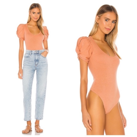 NWT-Free People Sweet Twist Puff Sleeve Bodysuit - Picture 2 of 14